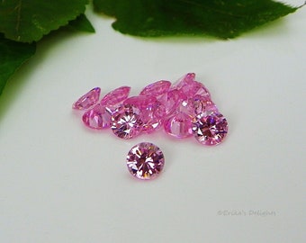Round Pink Sapphire Cubic Zirconia (CZ) AAAAA Excellent Quality