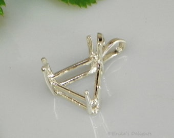 Trillion 6 Prong (4mm-16mm) Sterling Silver Pre-Notched Pendant Setting (ID# 161-080)