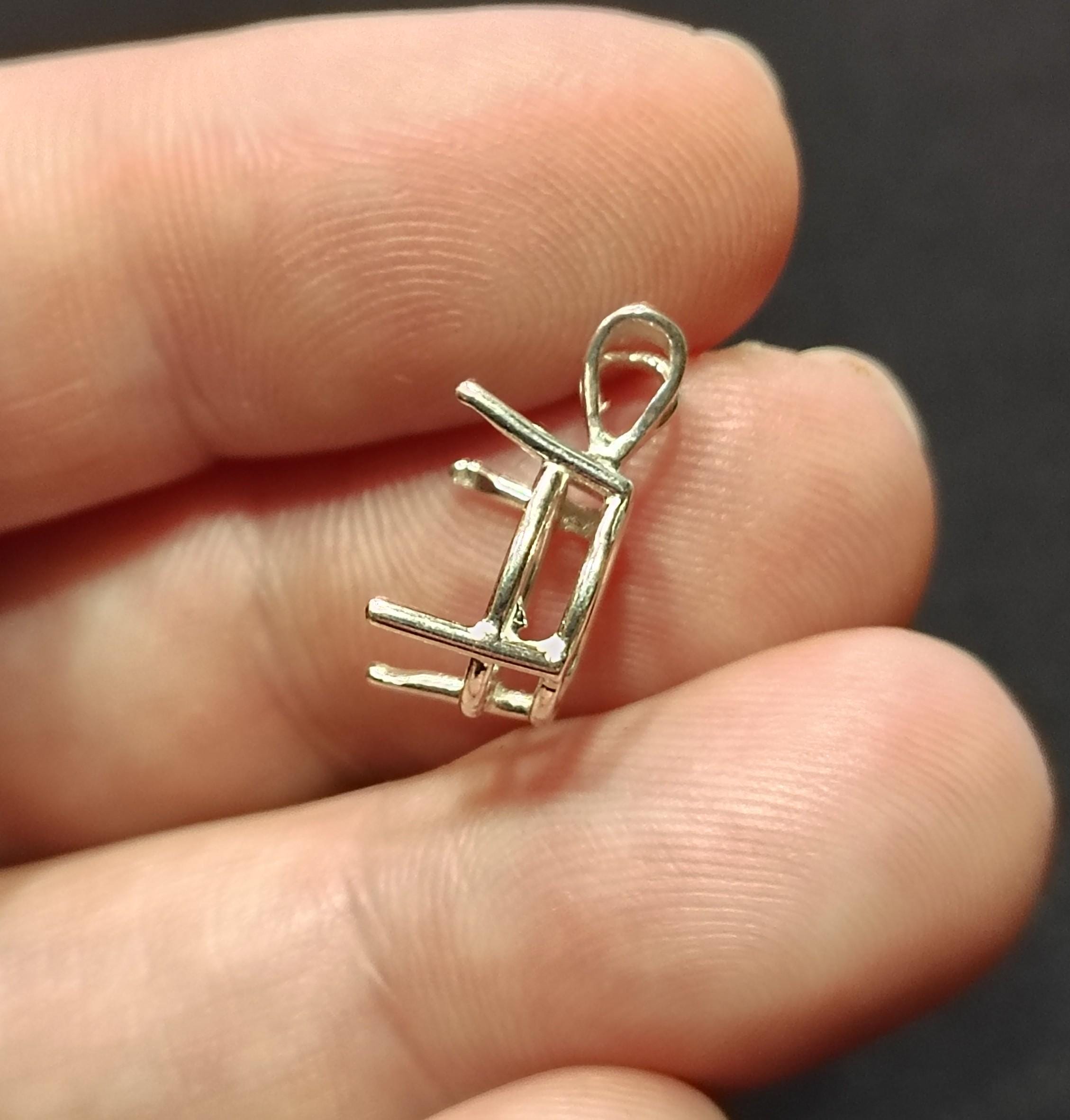 thumbnail image 2 of 4mm Round Pre-Notched Solid Silver Pendant Setting – Cluster Setting For Jewelry Making 2 of 4