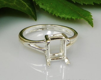 Emerald Split Shank 9x7 16x12 Sterling Silver Pre notched RING Setting ID 163 472 Etsy