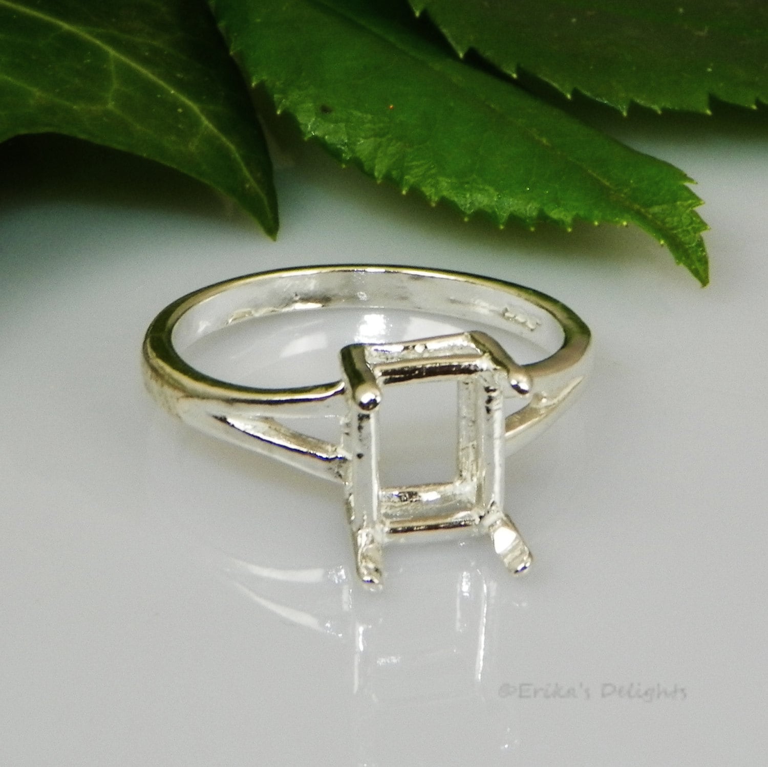 Emerald Split Shank (9x7 - 16x12)  Sterling Silver Pre-Notched RING S…