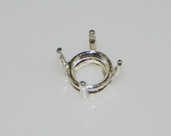 Round 4 Prong (4mm -25mm) Sterling Silver Pre-Notched Head Setting (ID# 164-010)