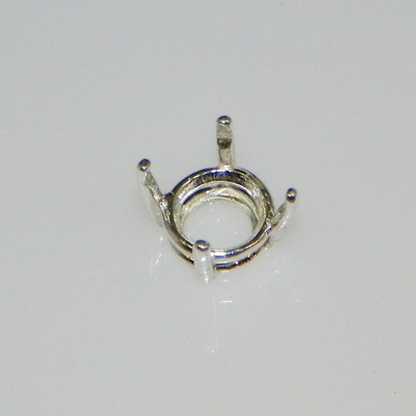 Round 4 Prong (4mm -25mm) Sterling Silver Pre-Notched Head Setting (ID# 164-010)