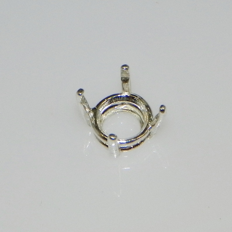 Round 4 Prong 4mm 25mm Sterling Silver Pre-Notched Head Setting ID 164-010 image 1