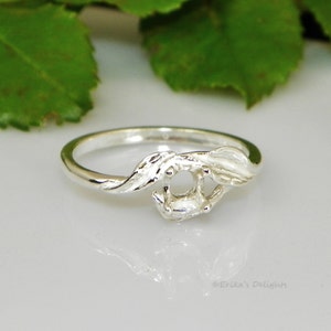 Round 3 Leaf (4mm - 7mm) Sterling Silver Pre-Notched RING Setting (ID# 163-440)