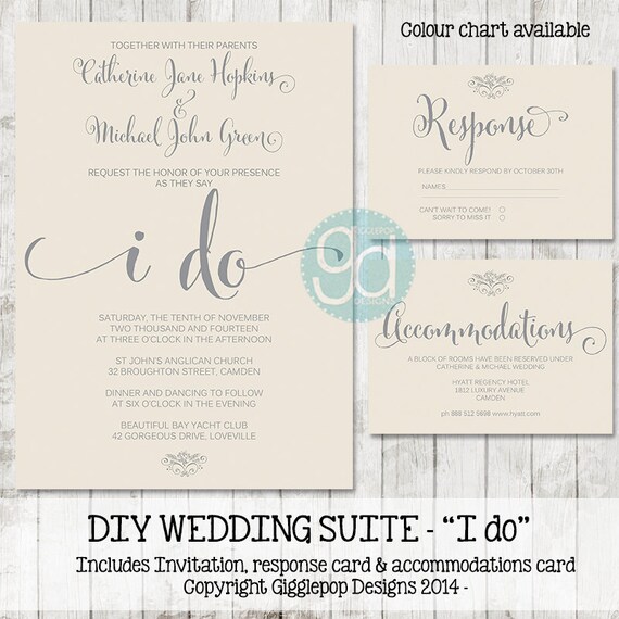 Classy Diy Wedding Invitation Printable Bone Cream Background