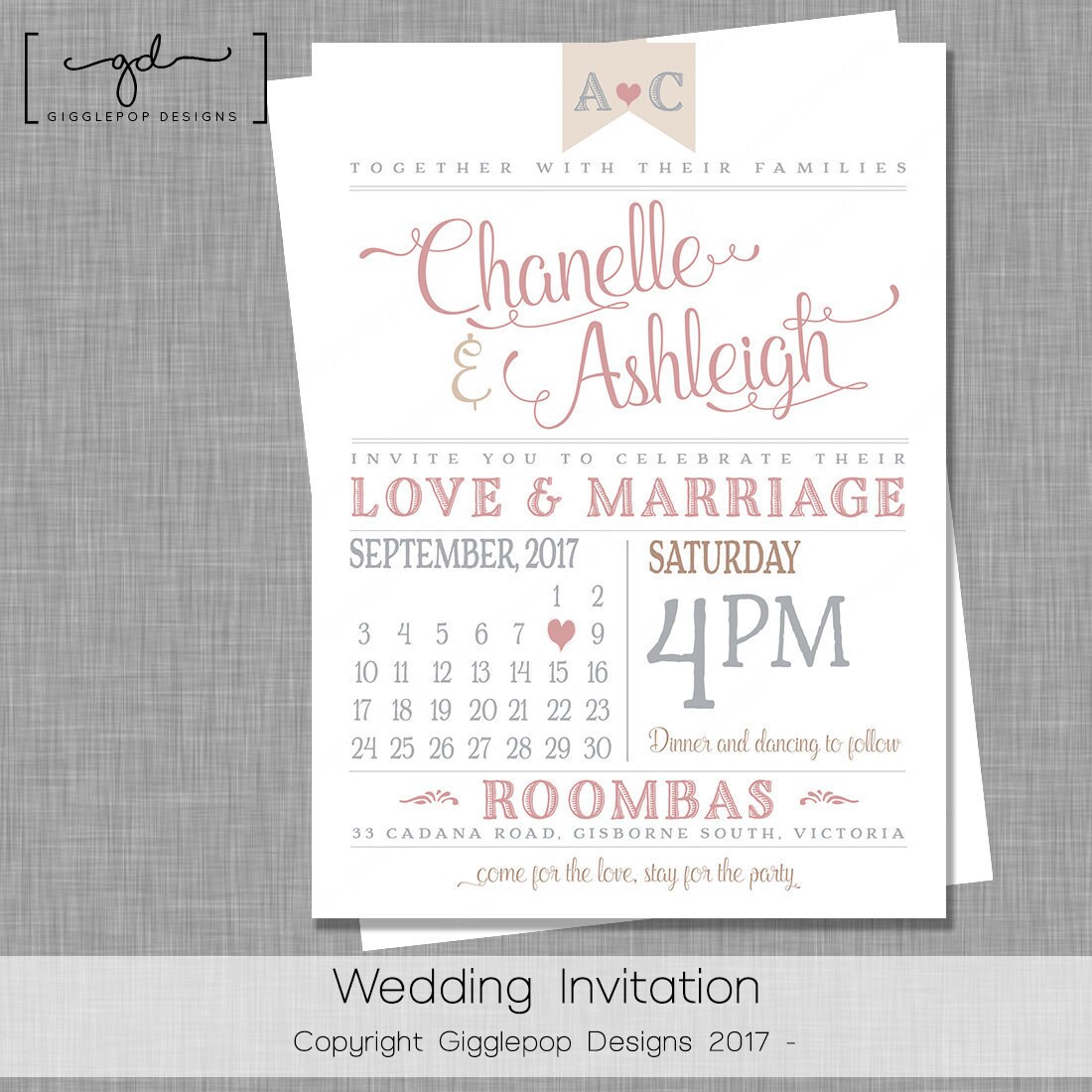 Printable Wedding Invitation Digital Invite Personalised / Etsy