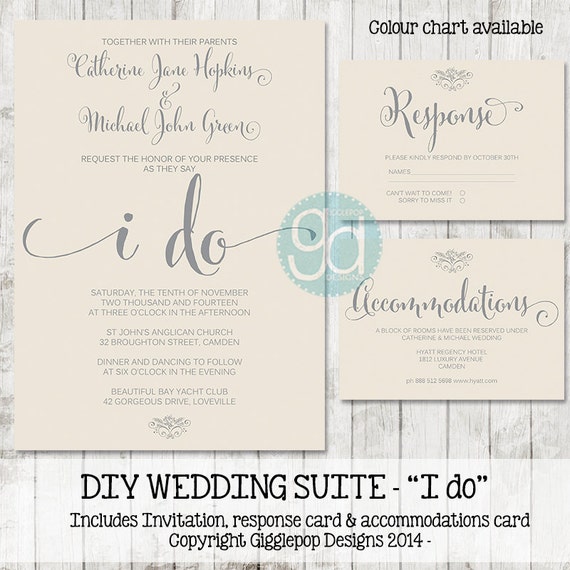 Printable Wedding Invitation Suite Digital Invite Personalised