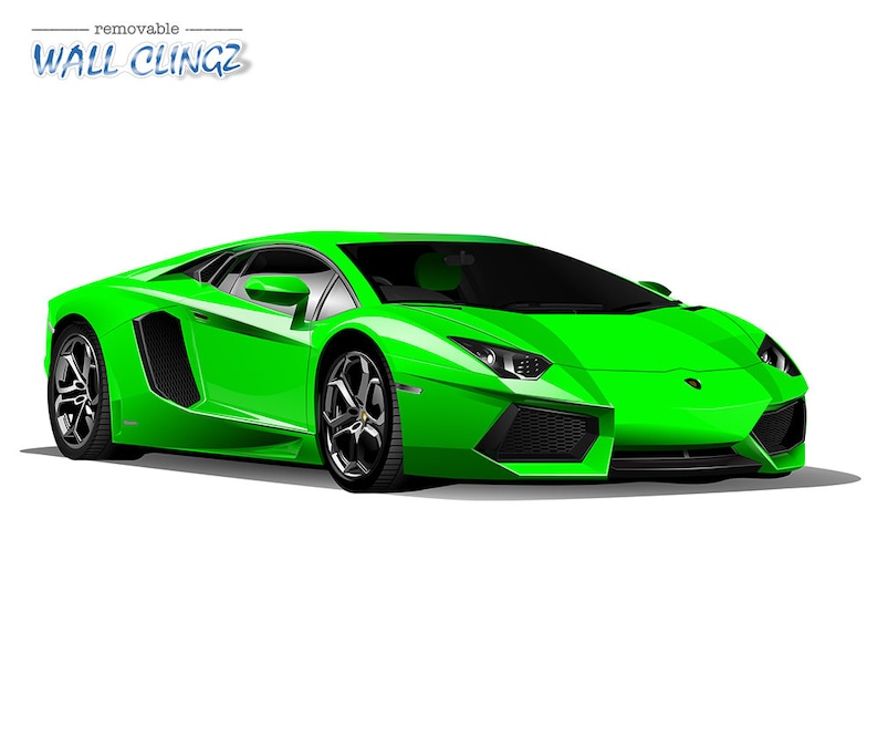 Personalised Green Sports Car Printed Wall art sticker boys bedroom Decal room..