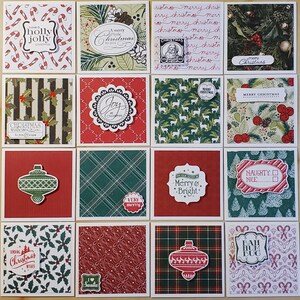 Kerst TINY CARDS: 3 x 3 mini-kaarten / mini-notities / cadeaulabel - blanco binnen + enveloppen [Set van 8] **** Custom Designs **** 3x3 kleine kaarten