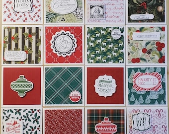 Christmas TINY CARDS: 3 x 3 mini cards/mini notes/gift tag- blank inside + envelopes [Set of 8] ****Custom Designs**** 3x3 small cards