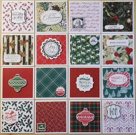 Christmas TINY CARDS: 3 X 3 Mini Cards/mini Notes/gift Tag Blank