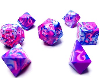 Chaos Dream Handmade Dungeons and Dragons Polyhedral Dice Set of 7