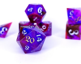 Alchemist Fire Handmade Dungeons and Dragons Polyhedral Dice Set of 7