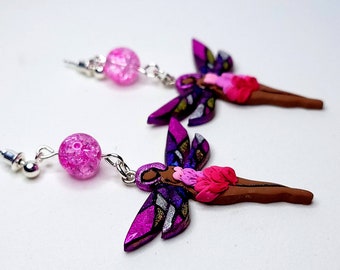 Valentines Day Fairy Handmade Polymer Clay Earrings