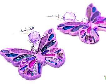 Purple Butterfly Polymer Clay Handmade Earrings