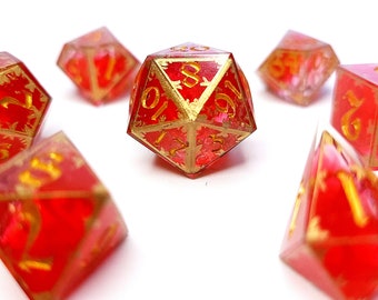 Equivalent Exchange Handmade Dungeons and Dragons Polyhedral Shell Dice Set of 7