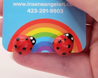 Ladybug Stud Polymer Clay Handmade Earrings