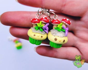 Spring Mushroom Cupcake Garden Polymer Clay Charm Accessory