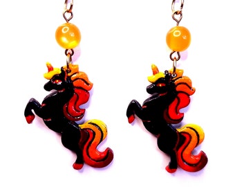 Nightmare Fantasy Unicorn Polymer Clay Handmade Earrings