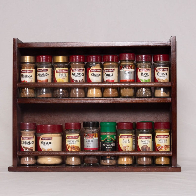 Spice Rack Wooden Closed Top 2 Tiers Timber Dowel 36 Etsy