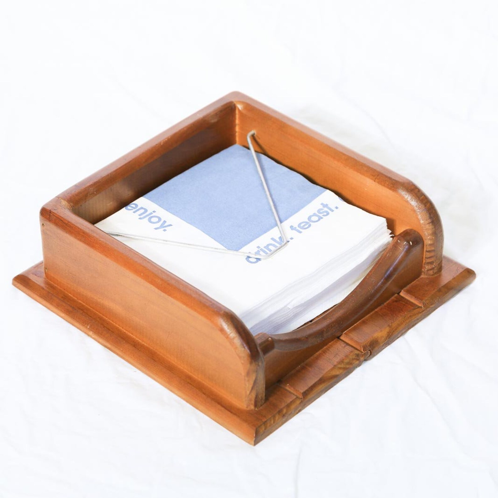 Cocktail Napkin Holder Wooden 1 Compartment Sturdy Metal Etsy