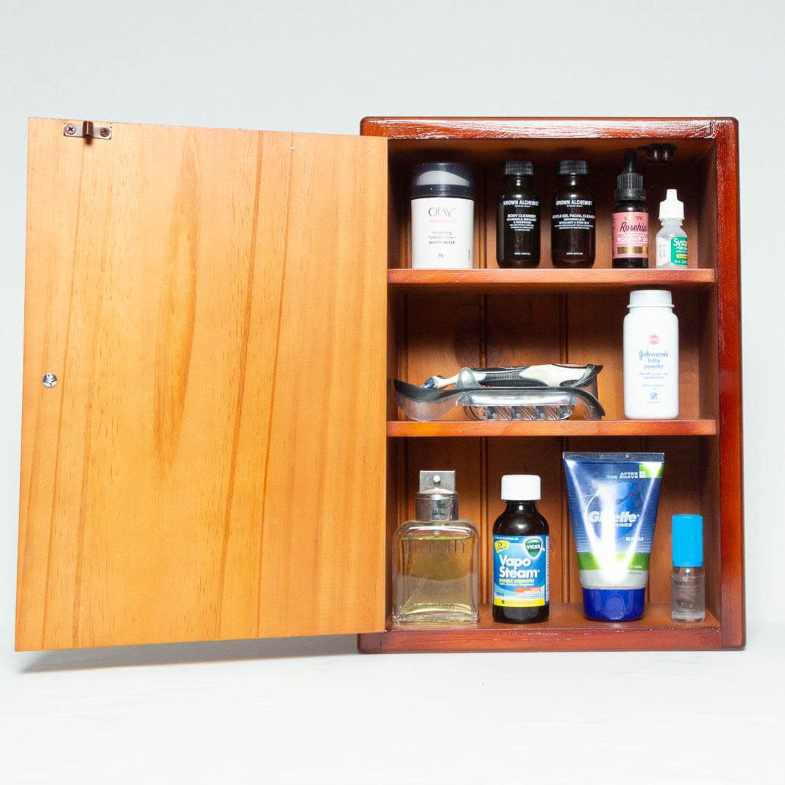 Medicine Wooden 3 Shelves Left or Right Opening Etsy