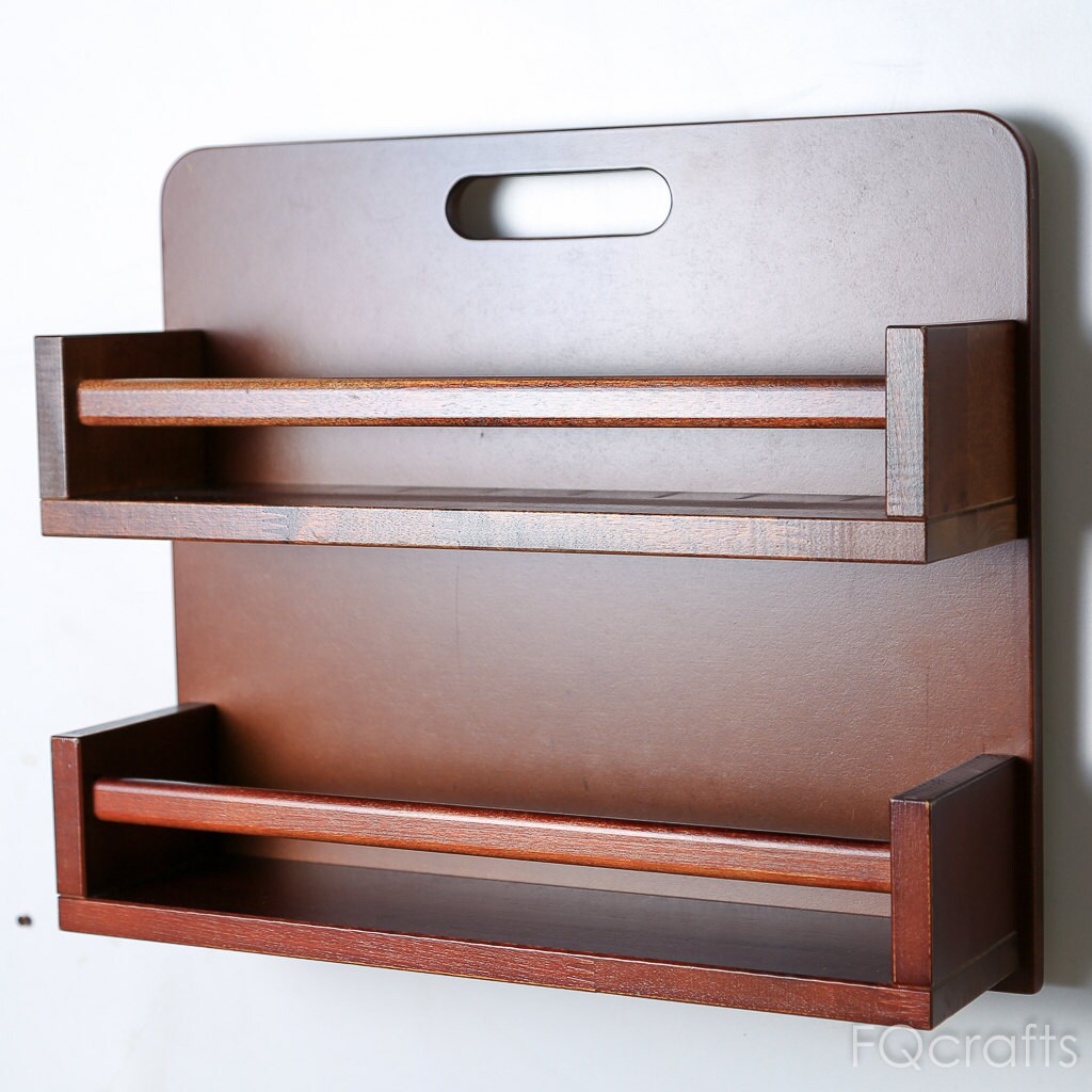 Spice Rack Wooden Open Top 2 Tiers Timber Rail 36 Etsy