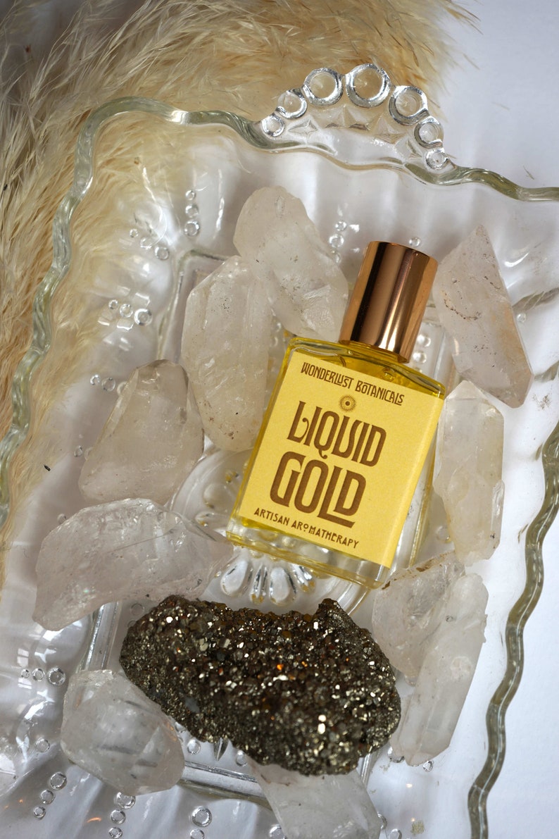 Gold Aromatherapy Perfume, Natural perfume for women, indie perfume, citrus perfume, good luck, liquid gold, gifts for women, gift for teens image 1