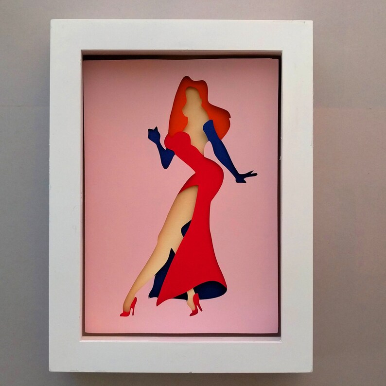 Jessica Rabbit Layered Paper Cut Art Piece 5x7