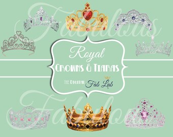 Royal Crowns & Tiaras Digital Clipart, King, Queen, Princess, Scrapbook