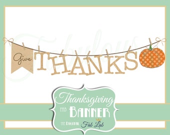 Thanksgiving clipart - Give Thanks Banner - Digital Clipart