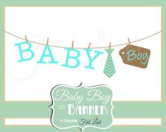 Baby Boy, Banner, Digital Clipart, Rustic, Clothes Line, Scrapbook, PNG