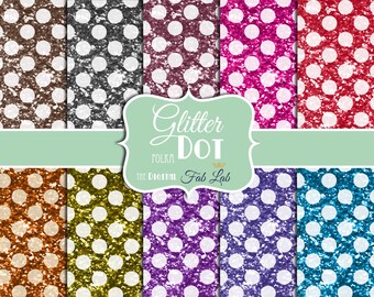 Multi-colored, Glitter, Polka Dots, Sparkling, Digital Paper, 12x12, Scrapbook, Instand Download