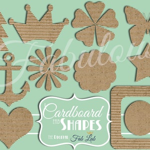 Cardboard Shapes and Elements, Crown, Butterfly, Flowers, Heart, Anchor, Star, Tree, Frame, Tags, Embellishments, Digital Clipart, Scrapbook