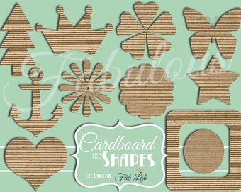 Cardboard Shapes and Elements, Crown, Butterfly, Flowers, Heart, Anchor, Star, Tree, Frame, Tags, Embellishments, Digital Clipart, Scrapbook