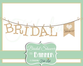 Bridal Shower Clipart, Banner, Digital Clipart, Rustic, Clothes Line, Scrapbook, PNG