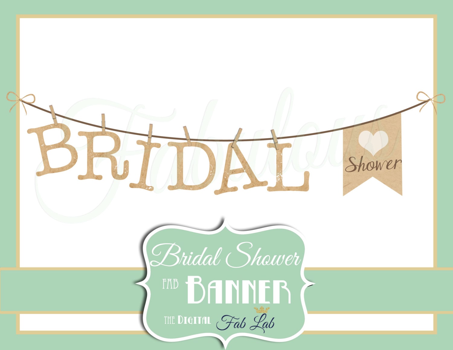 Bridal Shower Clipart, Banner, Digital Clipart, Rustic, Clothes Line ...