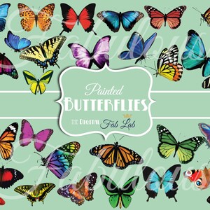 Painted Digital Butterfly, Monarch, Digital Clipart, Scrapbook