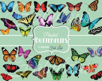 Painted Digital Butterfly, Monarch, Digital Clipart, Scrapbook