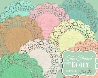 Shabby Chic, Digital,Tea stained doily, Elements, Embellishments, Digital Clipart, Scrapbook, PNG