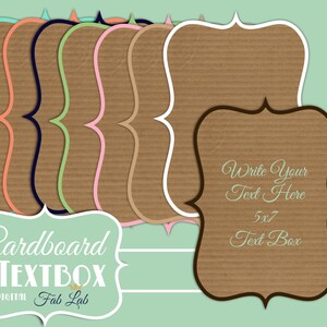 Caja de texto de cartón, elementos, etiquetas, adornos, imágenes prediseñadas digitales, Scrapbook
