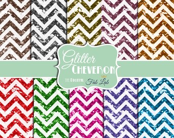 Multi-colored Chevrons, Glitter, Sparkling, Digital, 12x12, Paper Pack, Instant Download