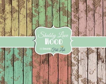Rustic Wood and Lace, Barn Wood, Shabby Peeled Paint, Rotted Wood, Scrapbook,12x12, Digital Paper Pack, Instant Download