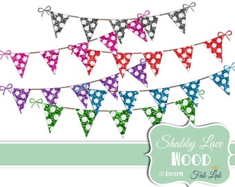 Glitter Banners, Pennets, Bunting, Polka Dot, Party, Embellishments, Digital Clipart, Scrapbook, Instant Download