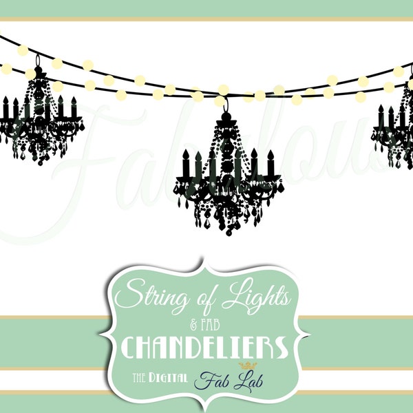 String of Lights, Chandeliers, Clipart, Banner, Digital Clipart, Scrapbook, PNG