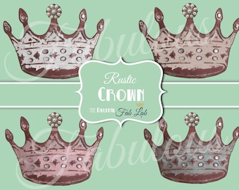 Rustic Vintage Crowns, Royalty, Queen, Embellishments, Clipart, Digital, Instant Download, Scrapbook