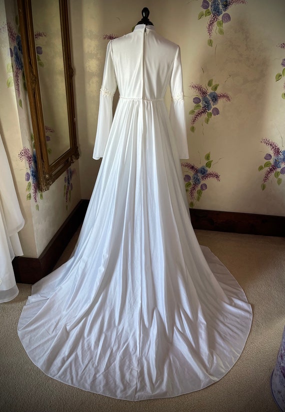 1970s bell sleeve wedding dress - image 3