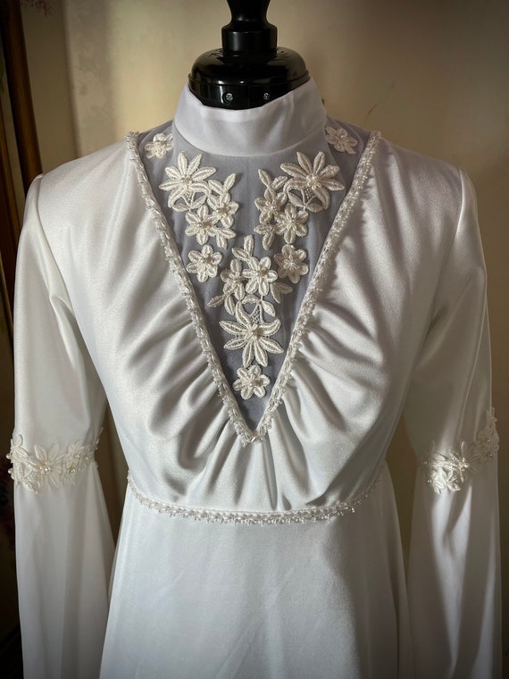 1970s bell sleeve wedding dress - image 6