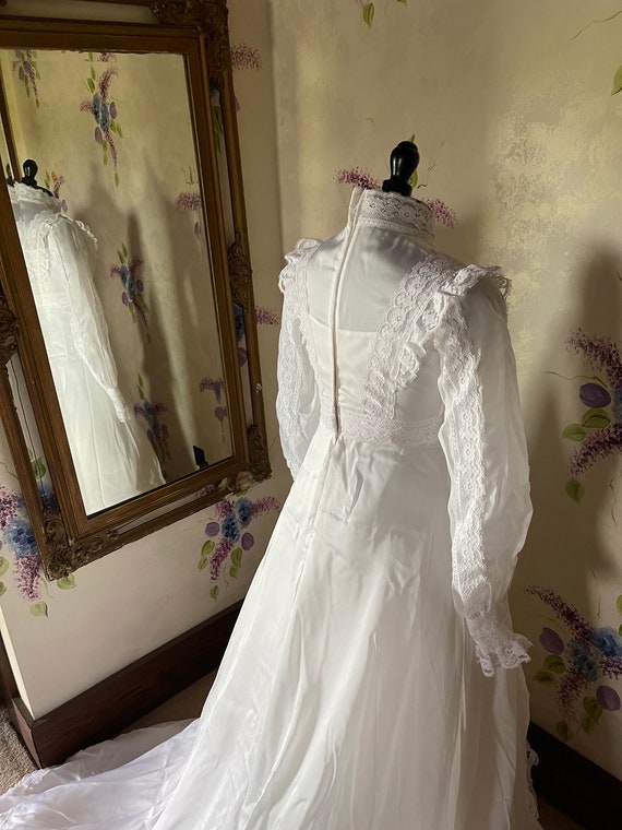 70's Long Cathedral Veil with Bridal Cap main image 1